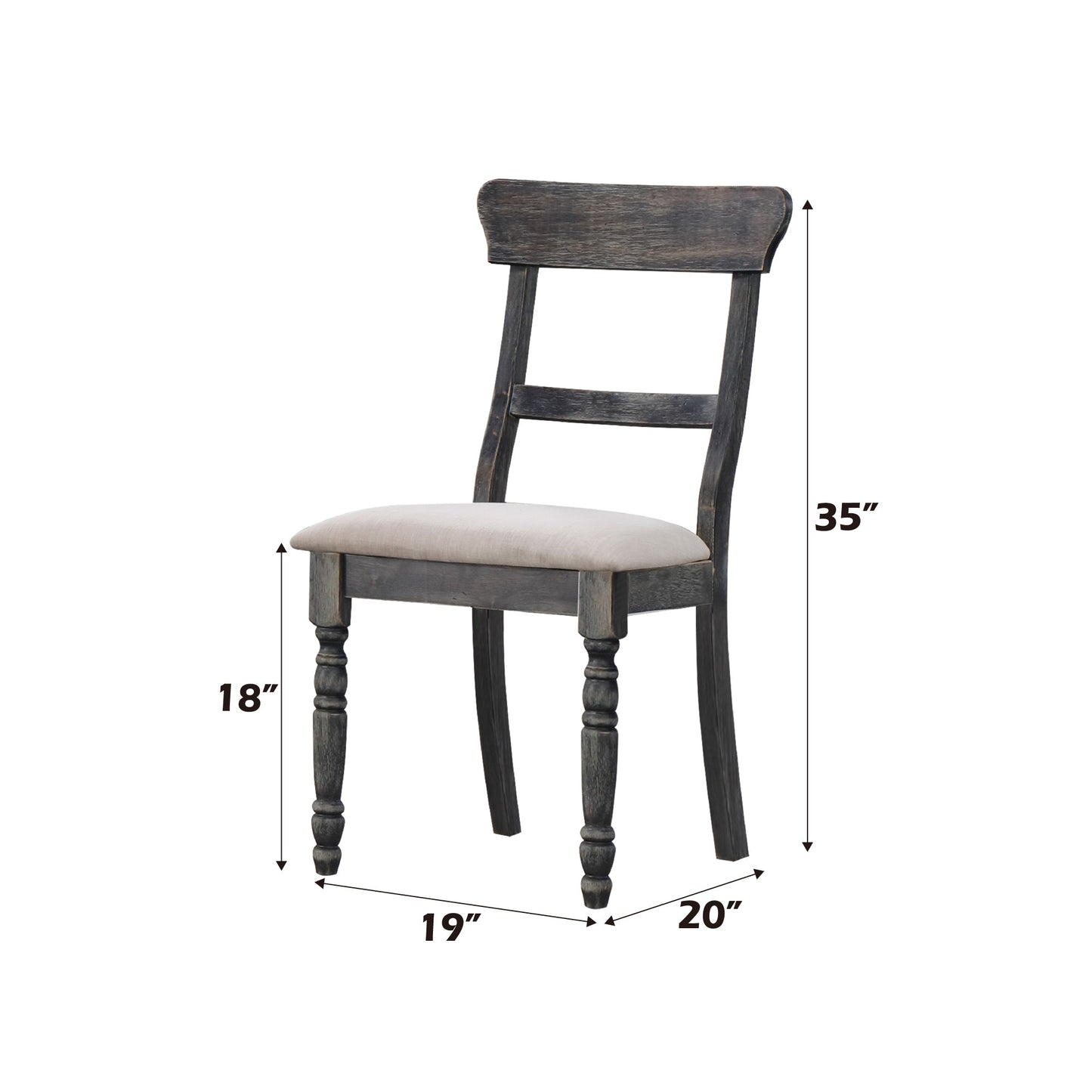 Leventis Light Brown Linen & Weathered Gray Finish Side Chair (Set-2) - 1st Choice Furniture Direct