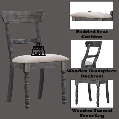 Leventis Light Brown Linen & Weathered Gray Finish Side Chair (Set-2) - 1st Choice Furniture Direct