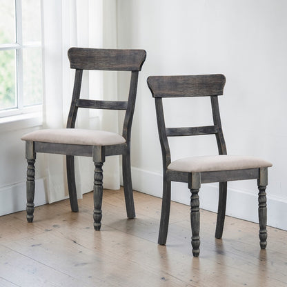 Leventis Light Brown Linen & Weathered Gray Finish Side Chair (Set-2) - 1st Choice Furniture Direct