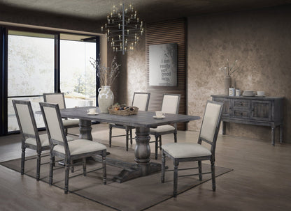 Leventis Weathered Gray Finish 7PCs Dining Room Set - 1st Choice Furniture Direct