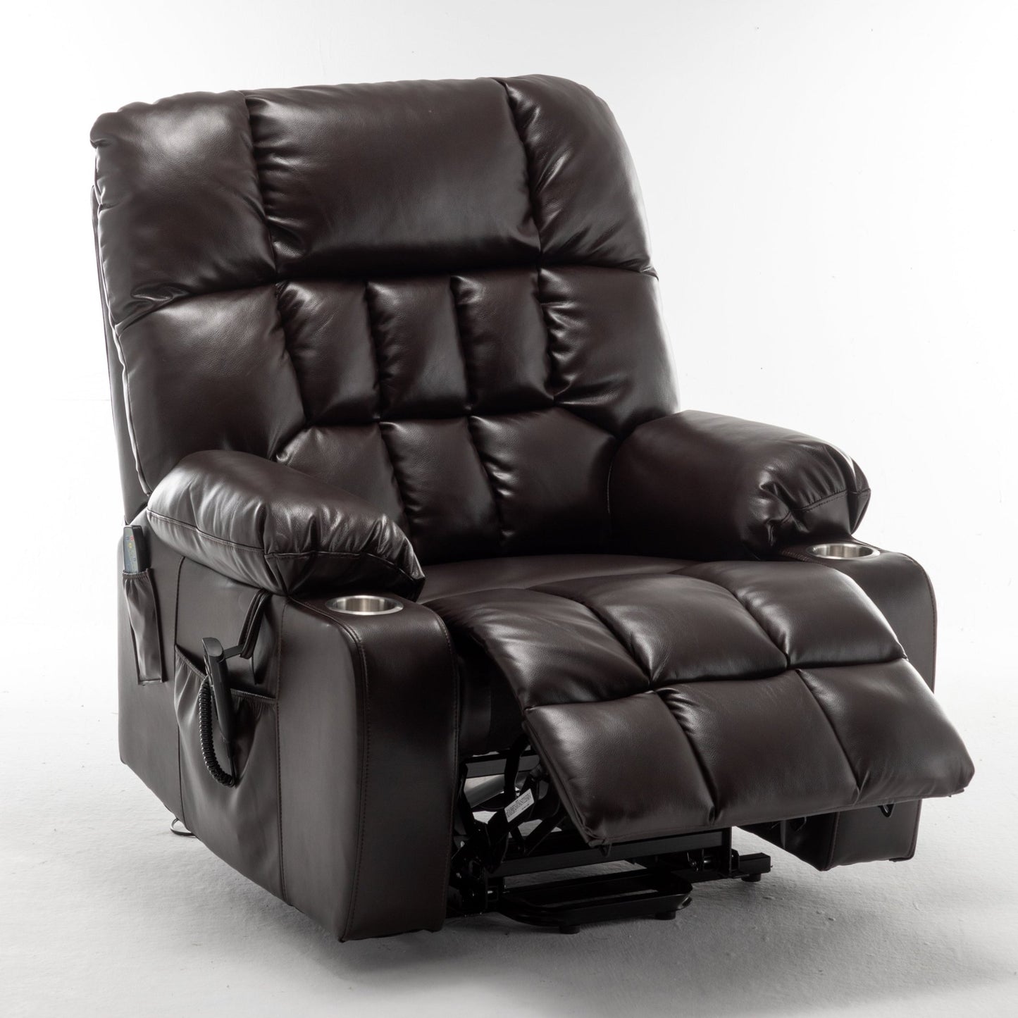 Lift Chair for Big and Tall Person with Inconvenient Legs: High Density Foam Lift Sofa with Heat and Massage, 2 Pockets, 2 Cup Holder, 2 Remote, OKIN Motor - 1st Choice Furniture Direct