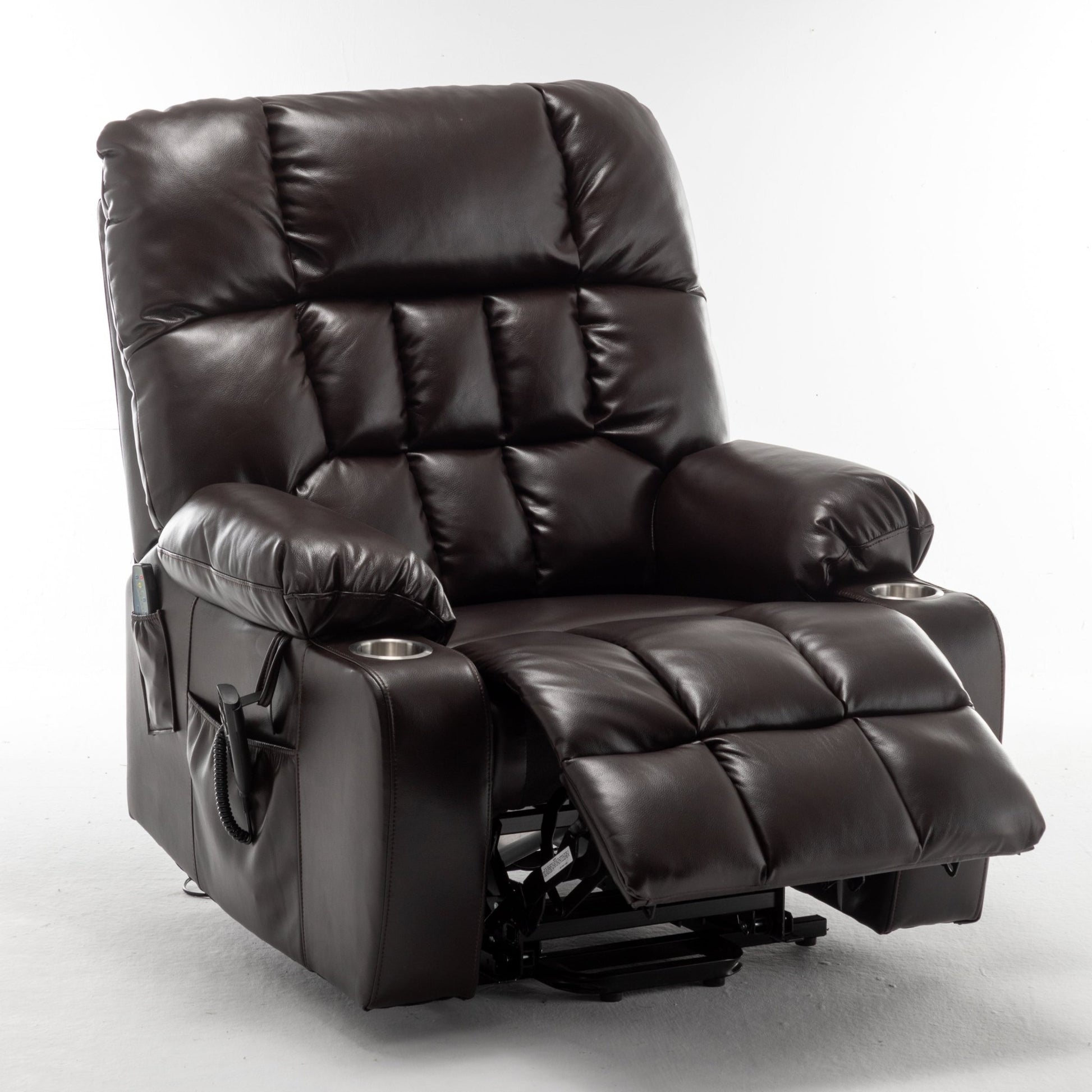Lift Chair for Big and Tall Person with Inconvenient Legs: High Density Foam Lift Sofa with Heat and Massage, 2 Pockets, 2 Cup Holder, 2 Remote, OKIN Motor - 1st Choice Furniture Direct