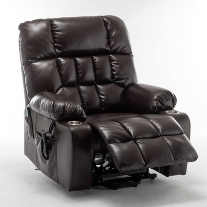 Lift Chair for Big and Tall Person with Inconvenient Legs: High Density Foam Lift Sofa with Heat and Massage, 2 Pockets, 2 Cup Holder, 2 Remote, OKIN Motor - 1st Choice Furniture Direct