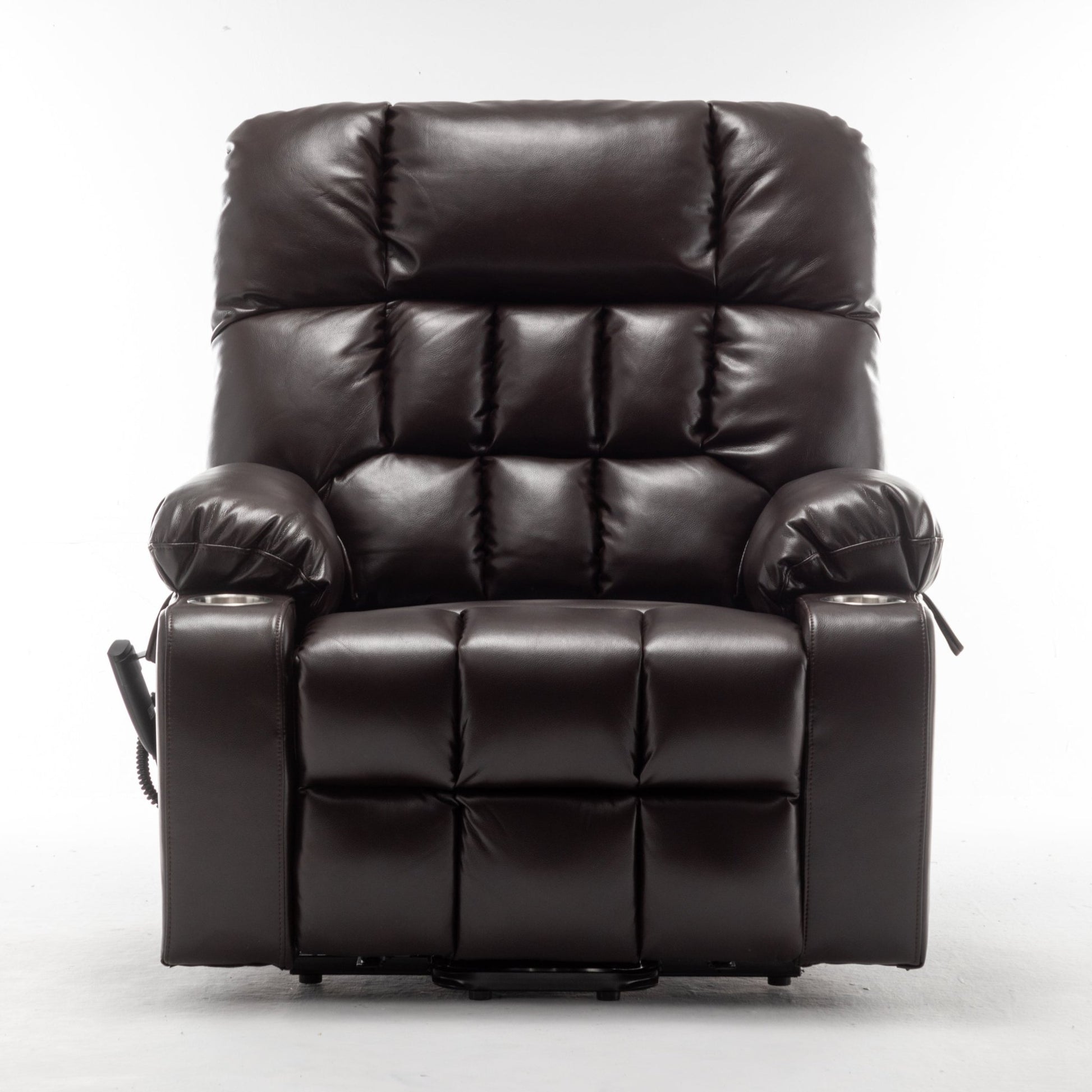 Lift Chair for Big and Tall Person with Inconvenient Legs: High Density Foam Lift Sofa with Heat and Massage, 2 Pockets, 2 Cup Holder, 2 Remote, OKIN Motor - 1st Choice Furniture Direct