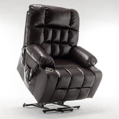 Lift Chair for Big and Tall Person with Inconvenient Legs: High Density Foam Lift Sofa with Heat and Massage, 2 Pockets, 2 Cup Holder, 2 Remote, OKIN Motor - 1st Choice Furniture Direct