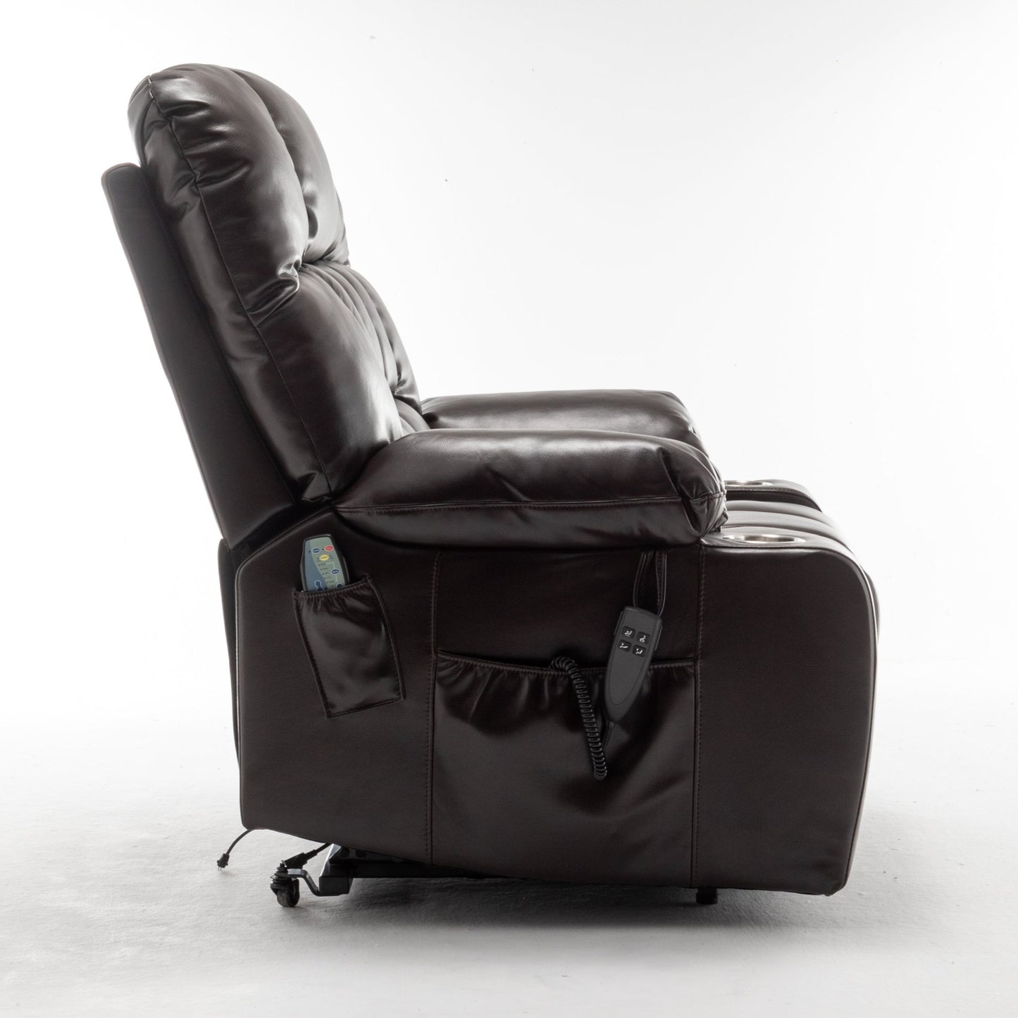 Lift Chair for Big and Tall Person with Inconvenient Legs: High Density Foam Lift Sofa with Heat and Massage, 2 Pockets, 2 Cup Holder, 2 Remote, OKIN Motor - 1st Choice Furniture Direct