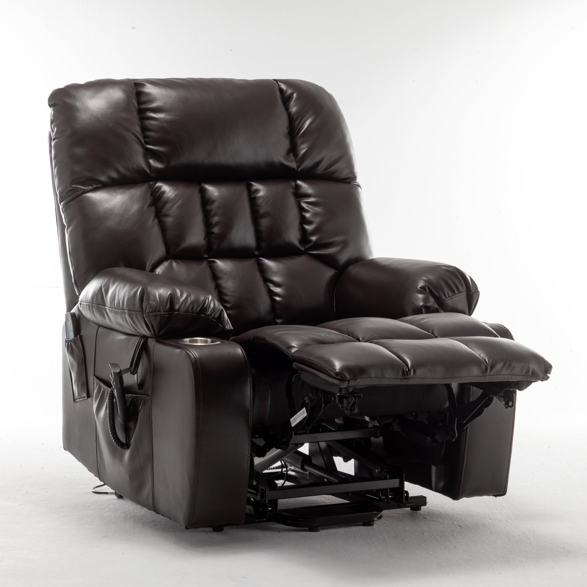 Lift Chair for Big and Tall Person with Inconvenient Legs: High Density Foam Lift Sofa with Heat and Massage, 2 Pockets, 2 Cup Holder, 2 Remote, OKIN Motor - 1st Choice Furniture Direct