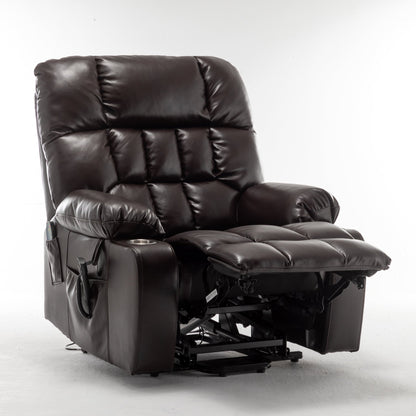 Lift Chair for Big and Tall Person with Inconvenient Legs: High Density Foam Lift Sofa with Heat and Massage, 2 Pockets, 2 Cup Holder, 2 Remote, OKIN Motor - 1st Choice Furniture Direct