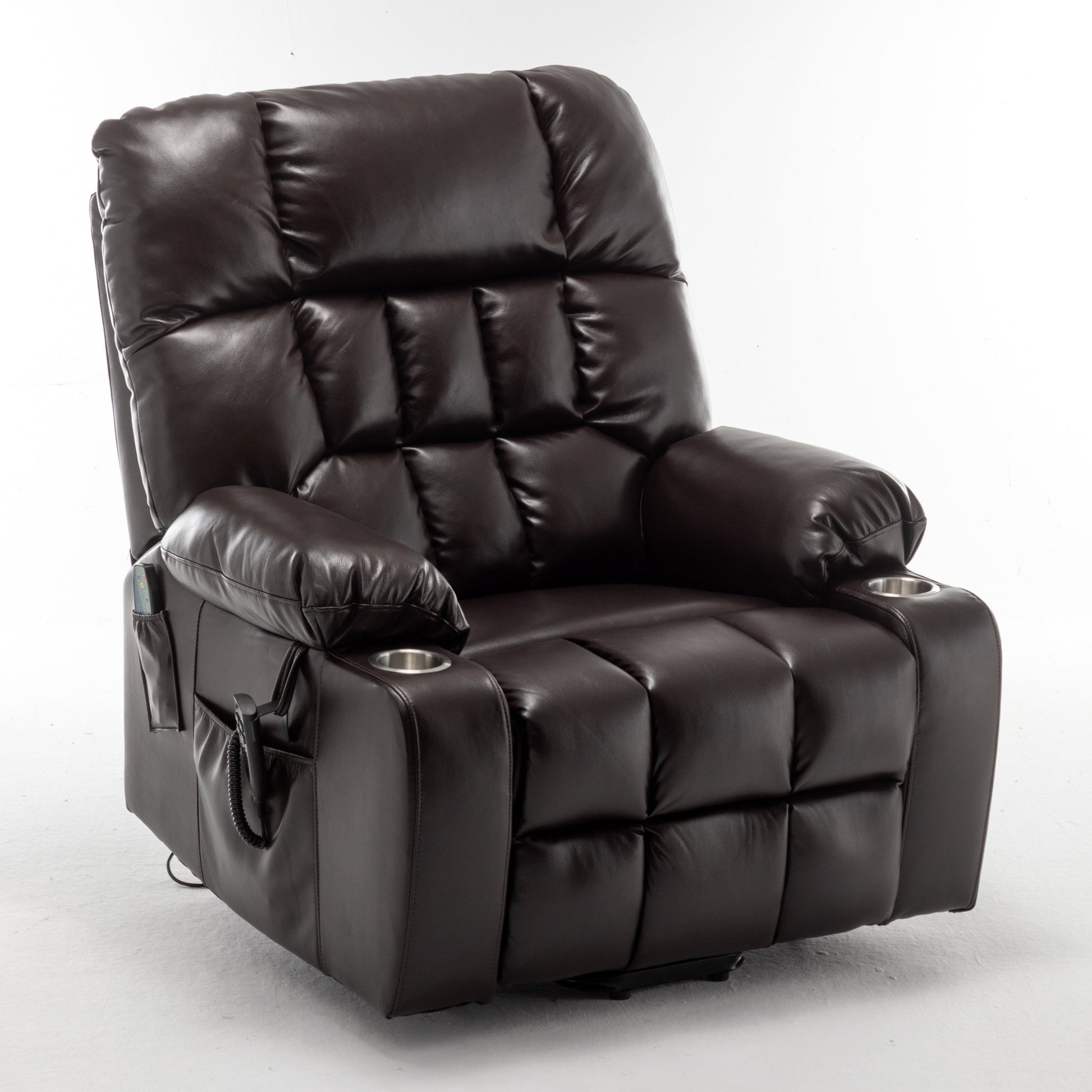 Lift Chair for Big and Tall Person with Inconvenient Legs: High Density Foam Lift Sofa with Heat and Massage, 2 Pockets, 2 Cup Holder, 2 Remote, OKIN Motor - 1st Choice Furniture Direct