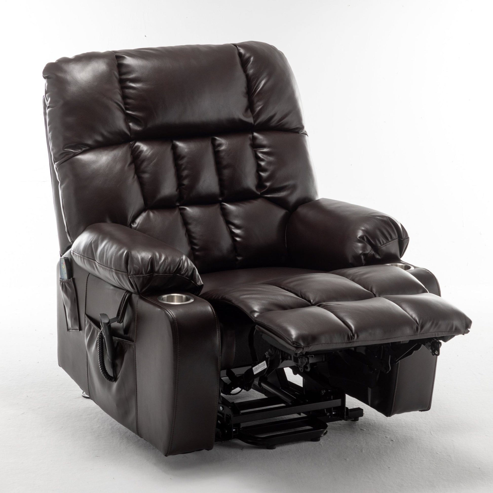 Lift Chair for Big and Tall Person with Inconvenient Legs: High Density Foam Lift Sofa with Heat and Massage, 2 Pockets, 2 Cup Holder, 2 Remote, OKIN Motor - 1st Choice Furniture Direct