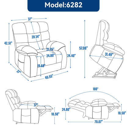 Lift Recliner Chair Heat Massage Dual Motor Infinite Position Up to 350 LBS Large Electric Power Lift Recliners with Power - Remote, Medium - firm and Heavy duty, Beige - 1st Choice Furniture Direct