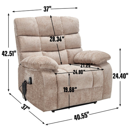 Lift Recliner Chair Heat Massage Dual Motor Infinite Position Up to 350 LBS Large Electric Power Lift Recliners with Power - Remote, Medium - firm and Heavy duty, Beige - 1st Choice Furniture Direct