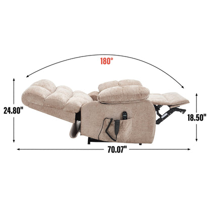 Lift Recliner Chair Heat Massage Dual Motor Infinite Position Up to 350 LBS Large Electric Power Lift Recliners with Power - Remote, Medium - firm and Heavy duty, Beige - 1st Choice Furniture Direct