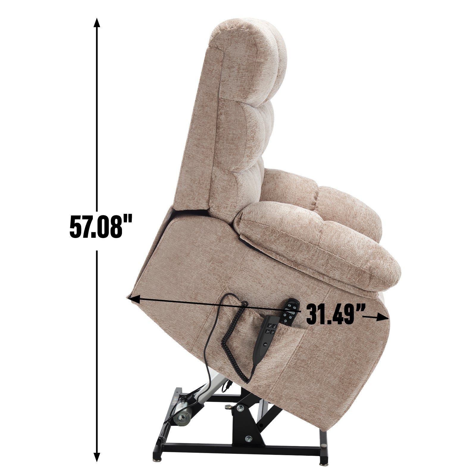 Lift Recliner Chair Heat Massage Dual Motor Infinite Position Up to 350 LBS Large Electric Power Lift Recliners with Power - Remote, Medium - firm and Heavy duty, Beige - 1st Choice Furniture Direct
