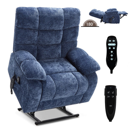 Lift Recliner Chair Heat Massage Dual Motor Infinite Position Up to 350 LBS Large Electric Power Lift Recliners with Power - Remote, Medium - firm and Heavy duty, Blue - 1st Choice Furniture Direct