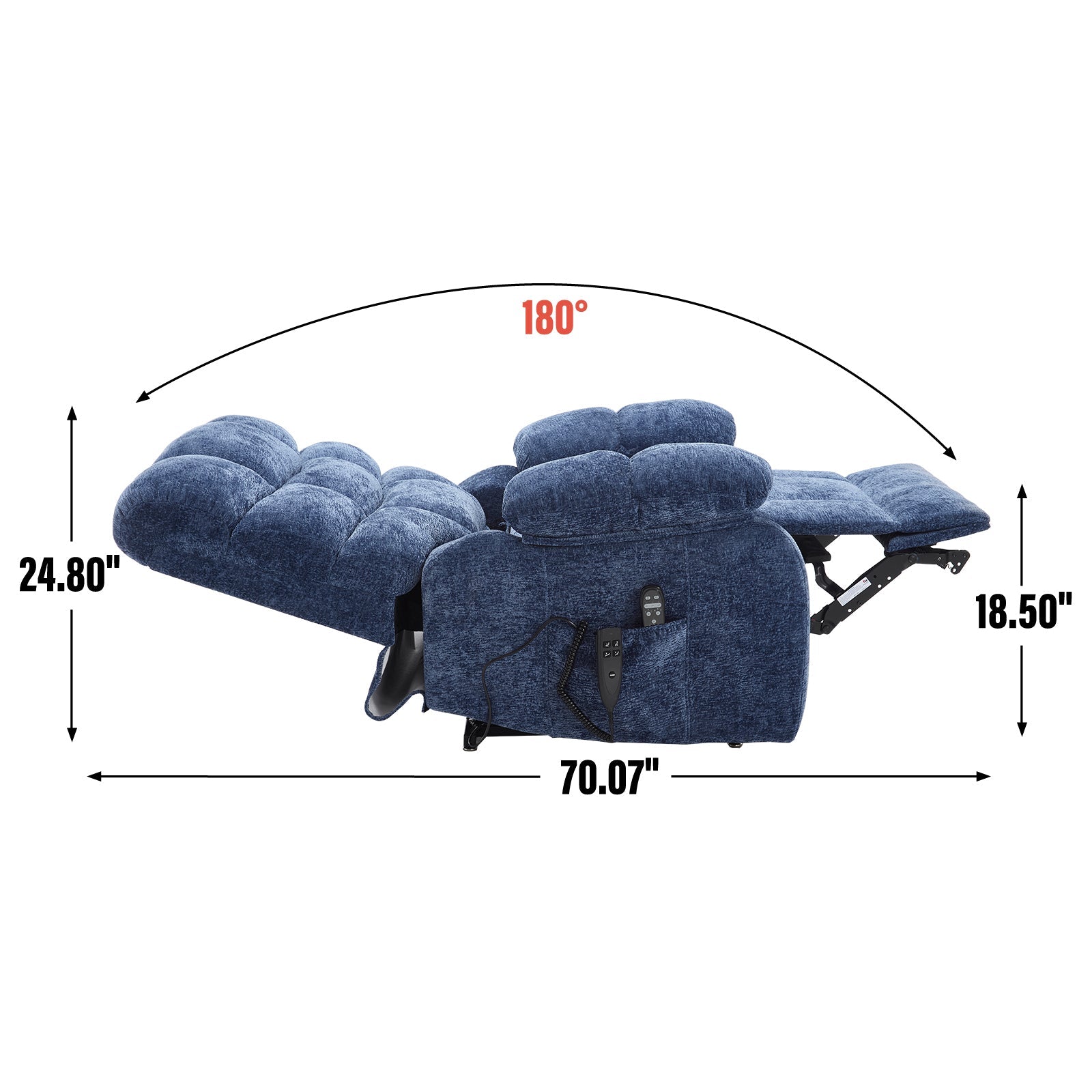 Lift Recliner Chair Heat Massage Dual Motor Infinite Position Up to 350 LBS Large Electric Power Lift Recliners with Power - Remote, Medium - firm and Heavy duty, Blue - 1st Choice Furniture Direct