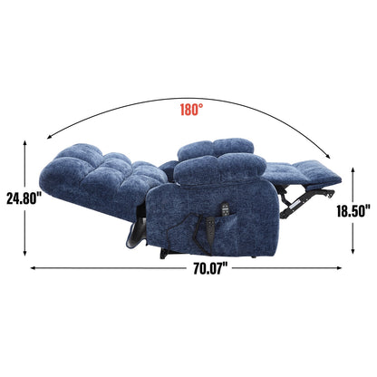 Lift Recliner Chair Heat Massage Dual Motor Infinite Position Up to 350 LBS Large Electric Power Lift Recliners with Power - Remote, Medium - firm and Heavy duty, Blue - 1st Choice Furniture Direct