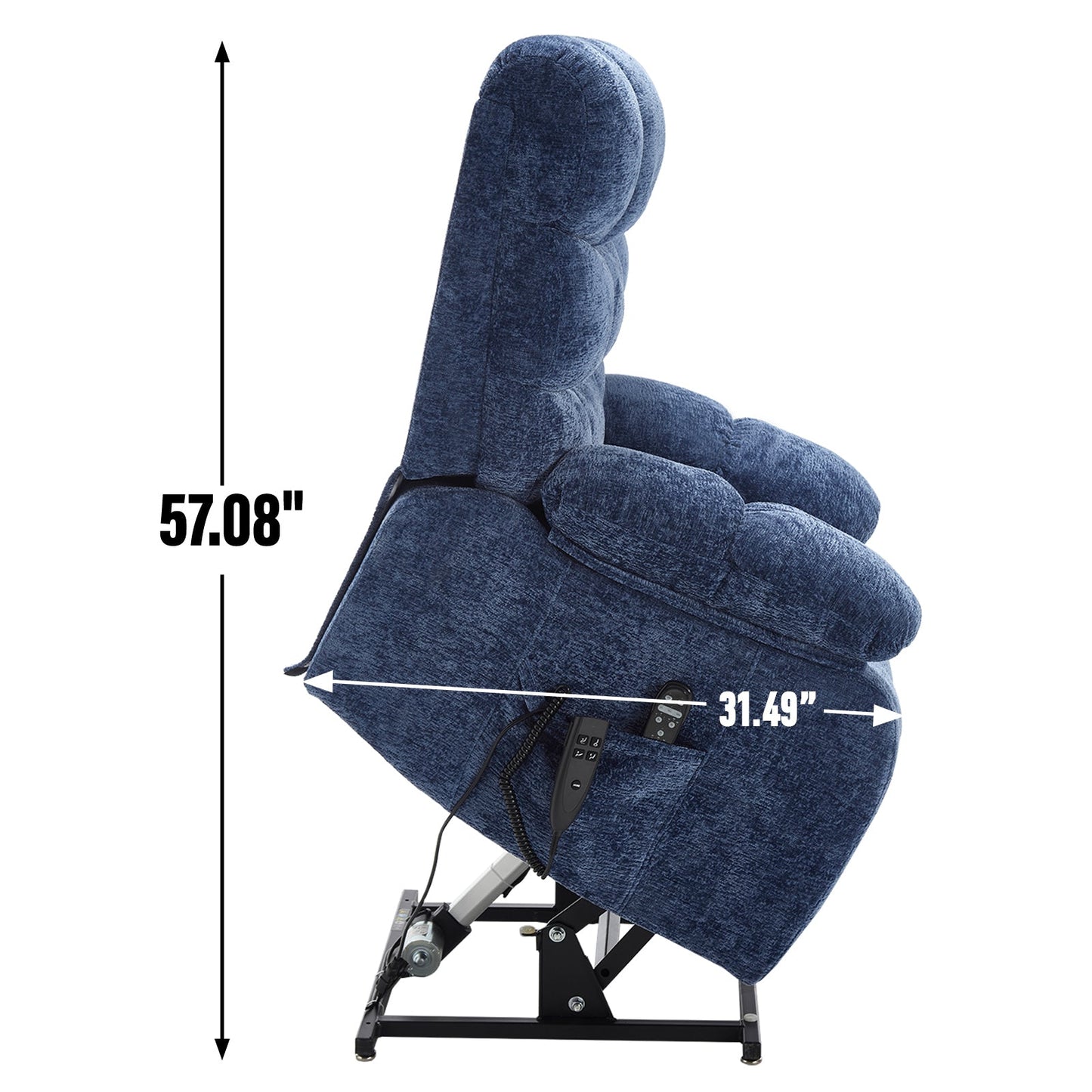 Lift Recliner Chair Heat Massage Dual Motor Infinite Position Up to 350 LBS Large Electric Power Lift Recliners with Power - Remote, Medium - firm and Heavy duty, Blue - 1st Choice Furniture Direct