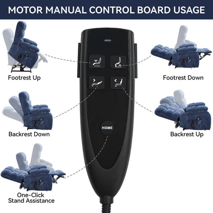 Lift Recliner Chair Heat Massage Dual Motor Infinite Position Up to 350 LBS Large Electric Power Lift Recliners with Power - Remote, Medium - firm and Heavy duty, Blue - 1st Choice Furniture Direct