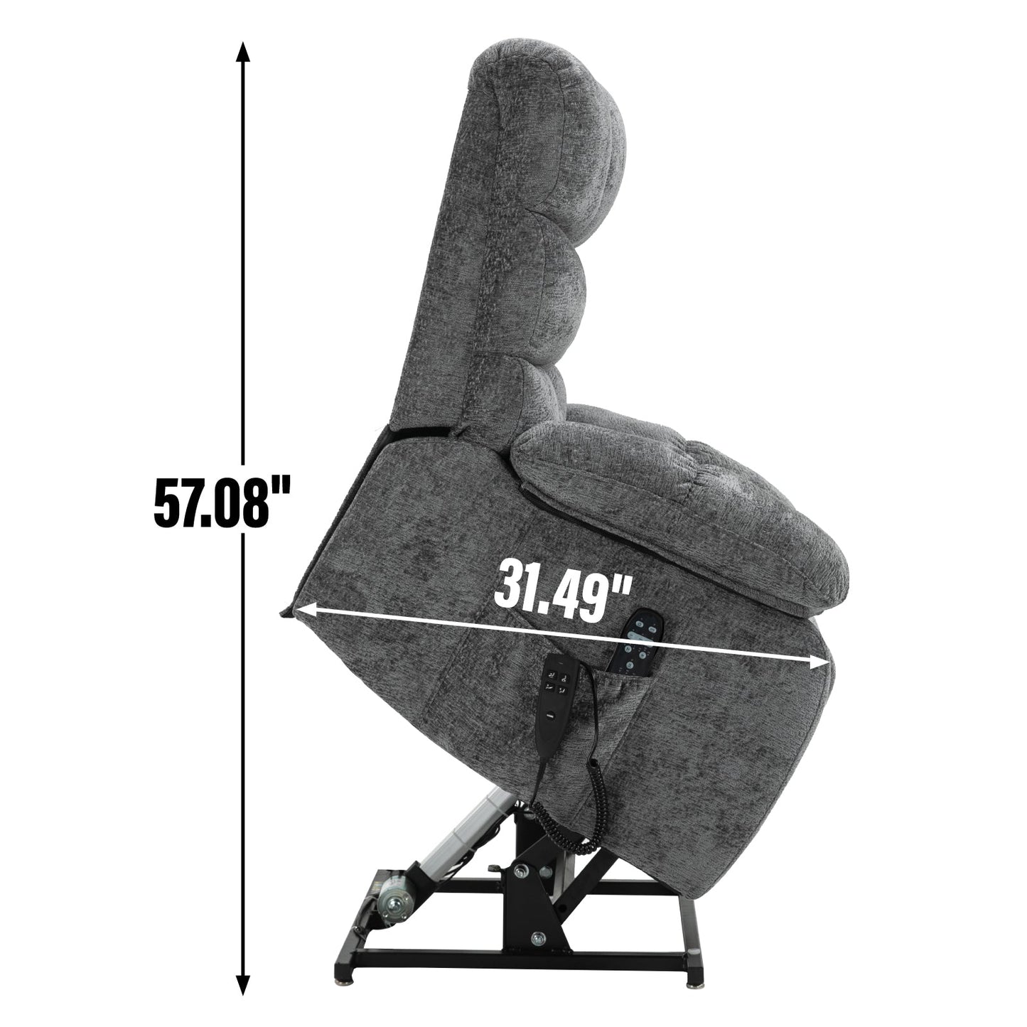 Lift Recliner Chair Heat Massage Dual Motor Infinite Position Up to 350 LBS Large Electric Power Lift Recliners with Power - Remote, Medium - firm and Heavy duty, Grey - 1st Choice Furniture Direct