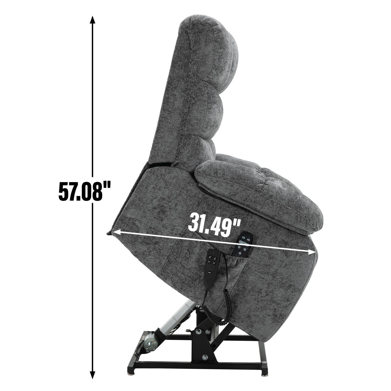 Lift Recliner Chair Heat Massage Dual Motor Infinite Position Up to 350 LBS Large Electric Power Lift Recliners with Power - Remote, Medium - firm and Heavy duty, Grey - 1st Choice Furniture Direct