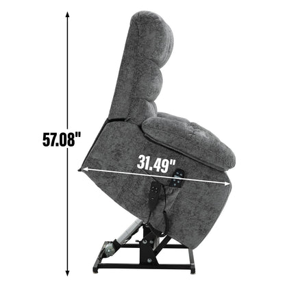 Lift Recliner Chair Heat Massage Dual Motor Infinite Position Up to 350 LBS Large Electric Power Lift Recliners with Power - Remote, Medium - firm and Heavy duty, Grey - 1st Choice Furniture Direct