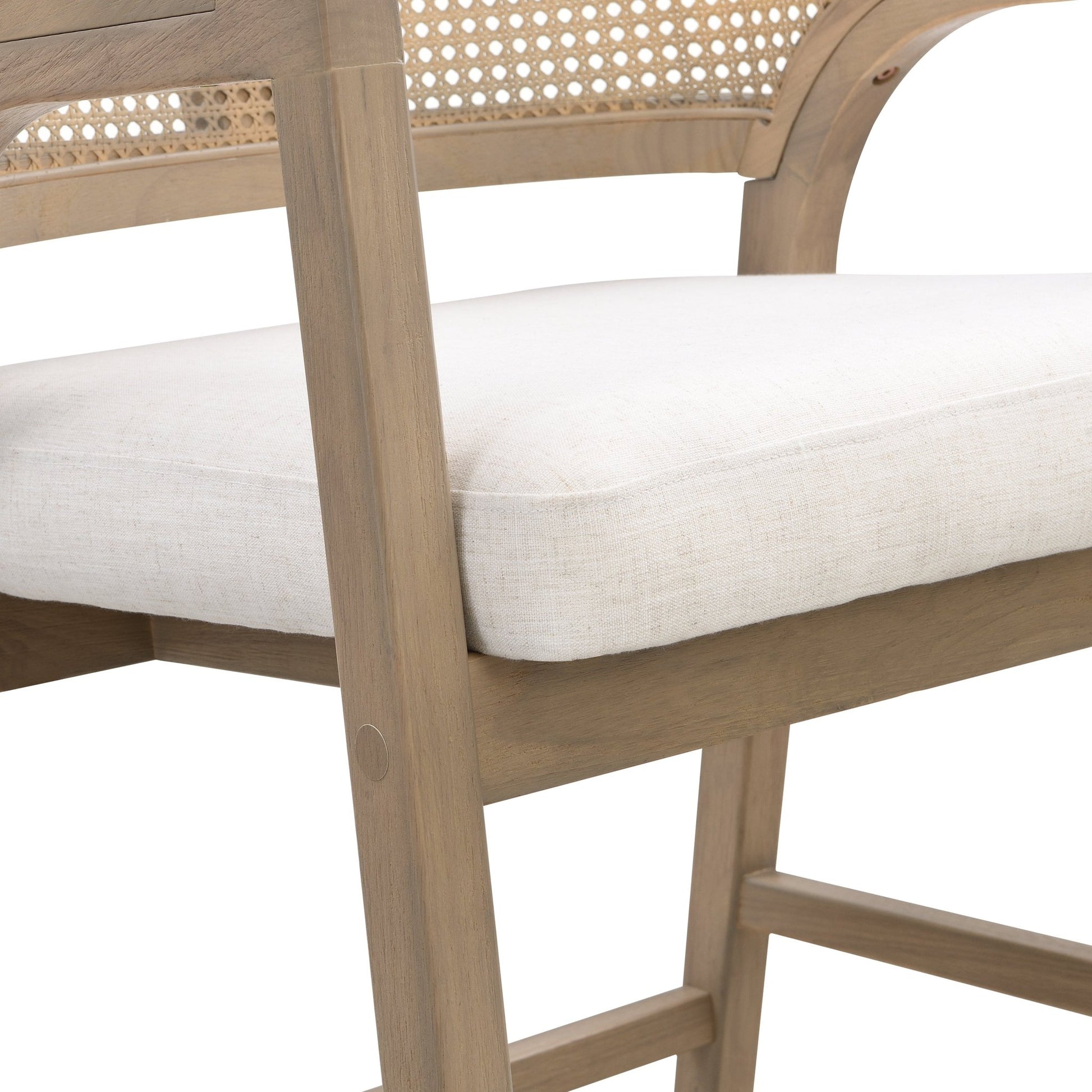 Light Ash Rattan Counter Stools Set of 2 – Mid Century Wood Kitchen Bar Chairs - 1st Choice Furniture Direct