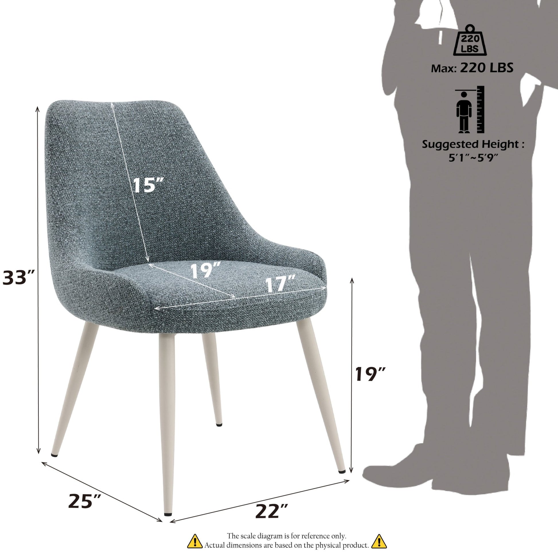 Light Blue Boucle Dining Chair with White Pedestal Base - 1st Choice Furniture Direct