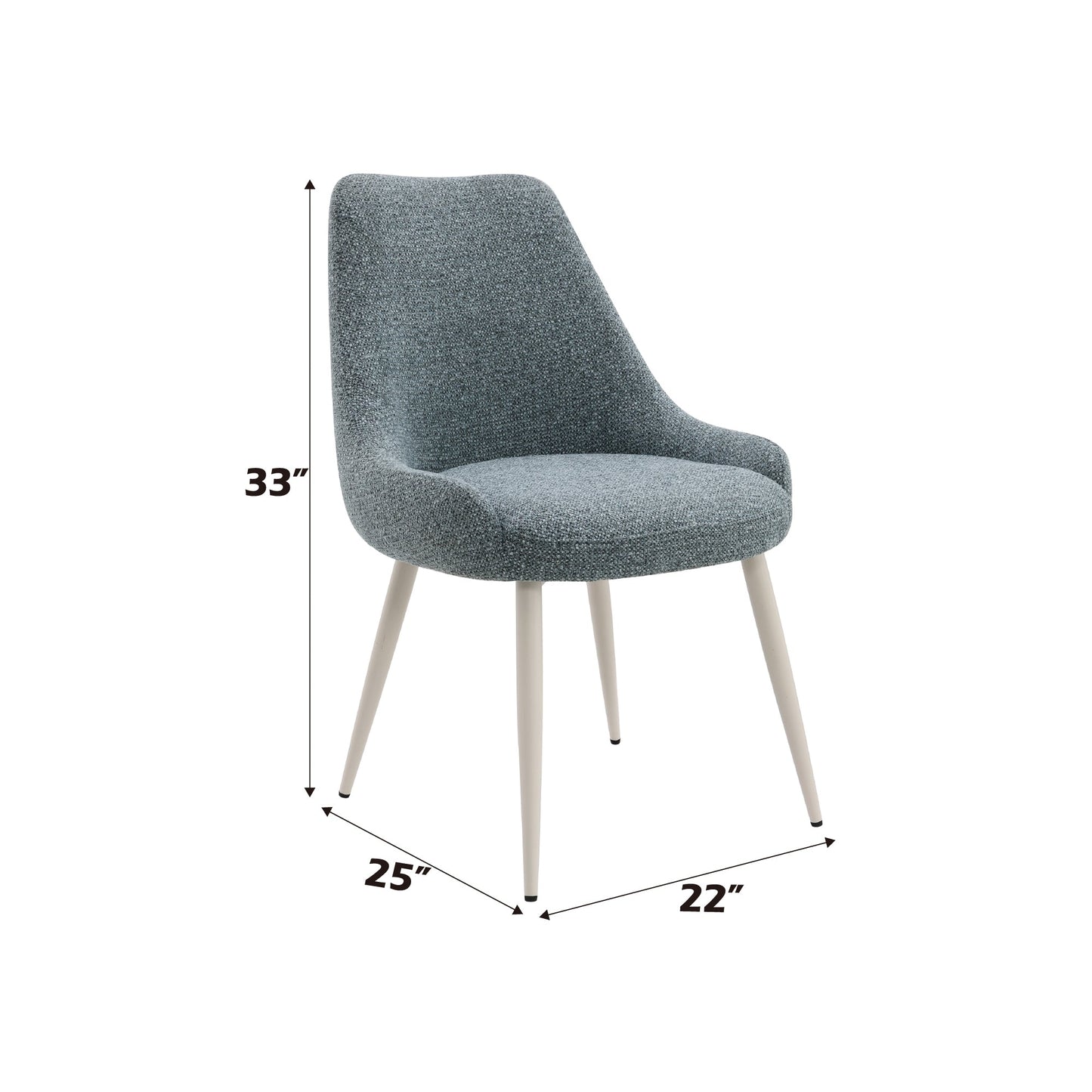 Light Blue Boucle Dining Chair with White Pedestal Base - 1st Choice Furniture Direct