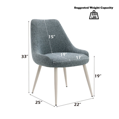 Light Blue Boucle Dining Chair with White Pedestal Base - 1st Choice Furniture Direct