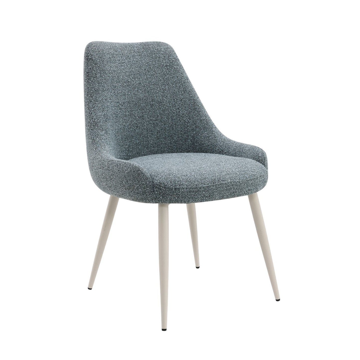 Light Blue Boucle & White Finish Side Chair (Set - 2) - 1st Choice Furniture Direct
