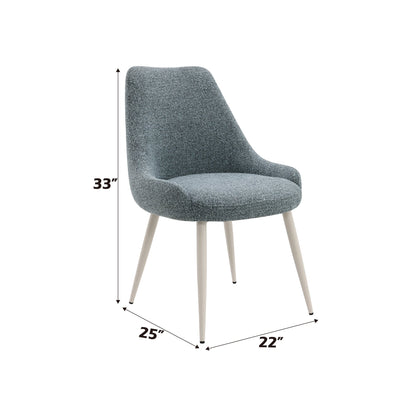 Light Blue Boucle & White Finish Side Chair (Set - 2) - 1st Choice Furniture Direct