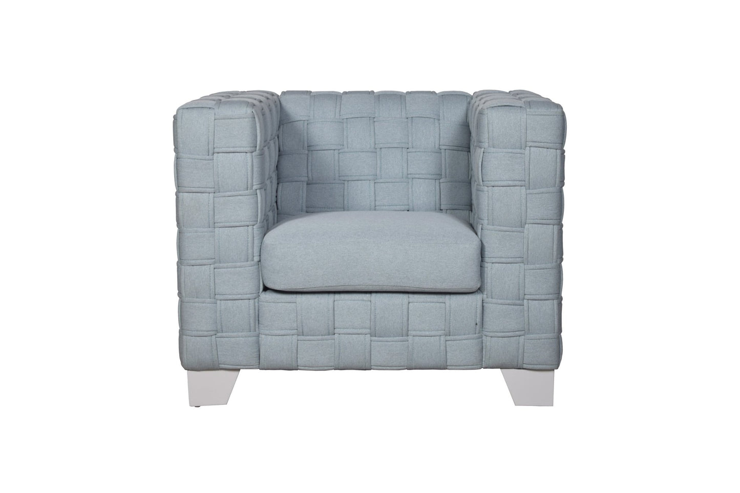 Light Blue Chenille Accent Chair with Pocket Coil Seating - 1st Choice Furniture Direct