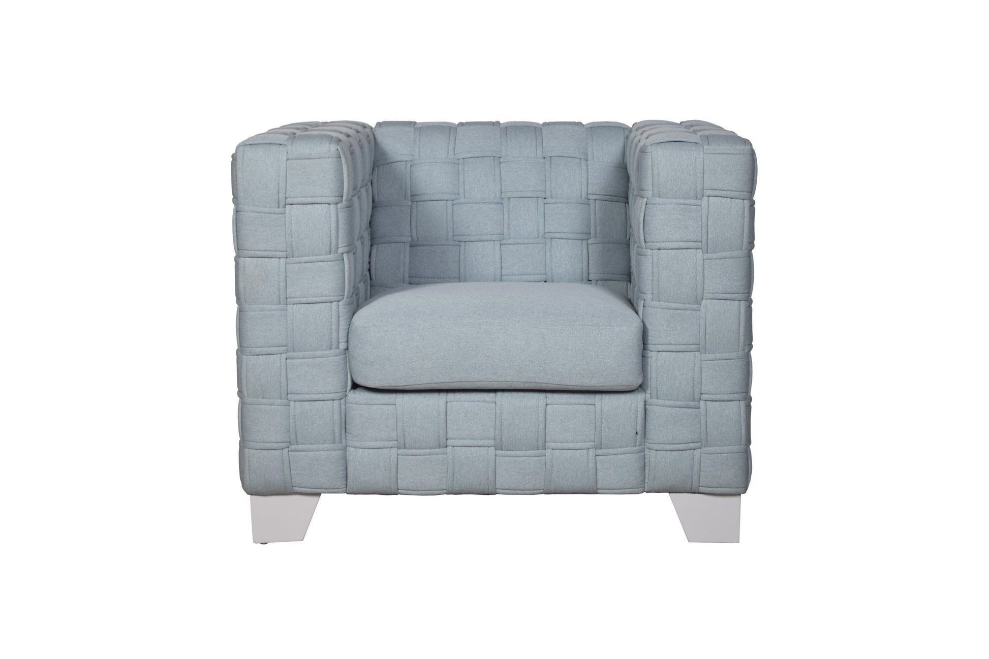 Light Blue Chenille Accent Chair with Pocket Coil Seating - 1st Choice Furniture Direct