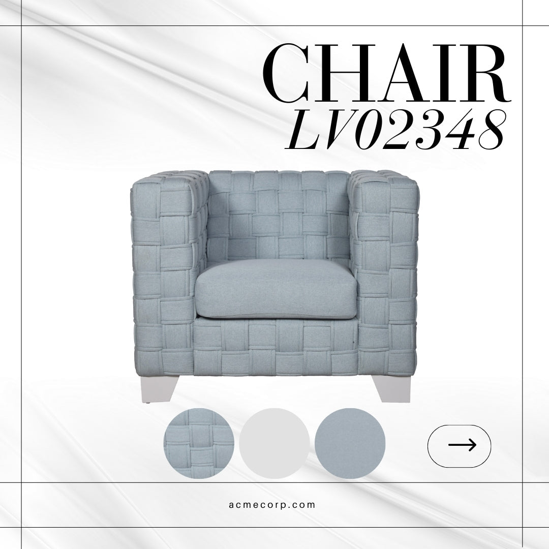Light Blue Chenille Accent Chair with Pocket Coil Seating - 1st Choice Furniture Direct