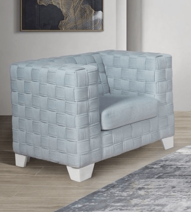 Light Blue Chenille Accent Chair with Pocket Coil Seating - 1st Choice Furniture Direct