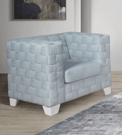 Light Blue Chenille Accent Chair with Pocket Coil Seating - 1st Choice Furniture Direct