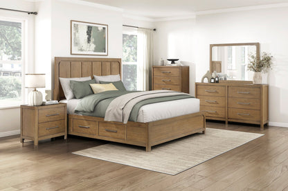 Light Brown Finish 2-Drawer Nightstand with Power Outlets USB Ports Modern Bedroom Furniture 1pc Bedside Table - 1st Choice Furniture Direct