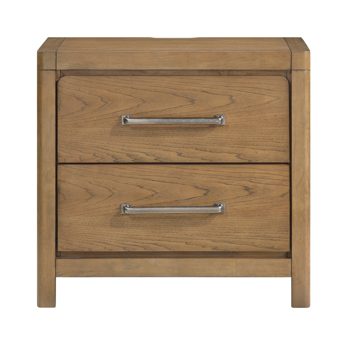 Light Brown Finish 2-Drawer Nightstand with Power Outlets USB Ports Modern Bedroom Furniture 1pc Bedside Table - 1st Choice Furniture Direct