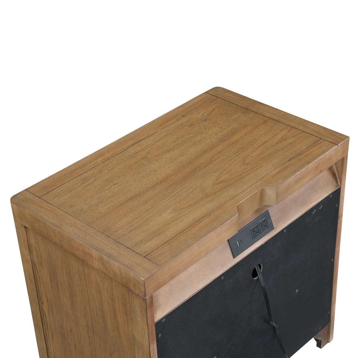 Light Brown Finish 2-Drawer Nightstand with Power Outlets USB Ports Modern Bedroom Furniture 1pc Bedside Table - 1st Choice Furniture Direct