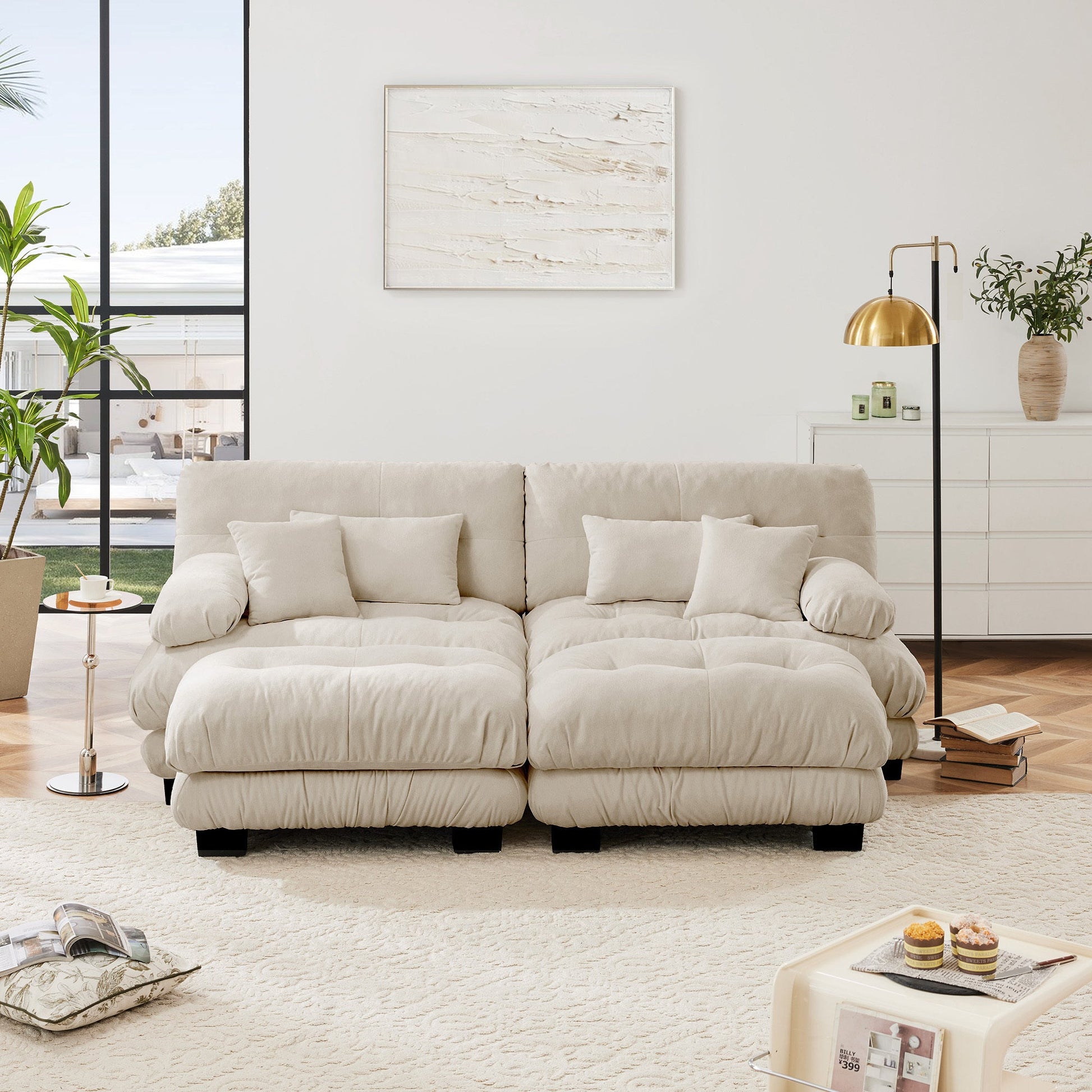 Light Coffee Chenille Sofa – 2 Seater Cloud Comfort Couch - 1st Choice Furniture Direct