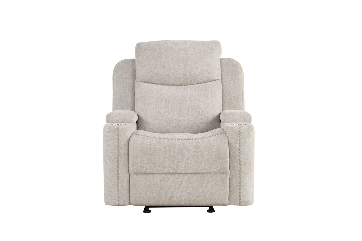 Light Gray Chenille Recliner Chair | Manual Reclining Chair with Storage Arms - 1st Choice Furniture Direct