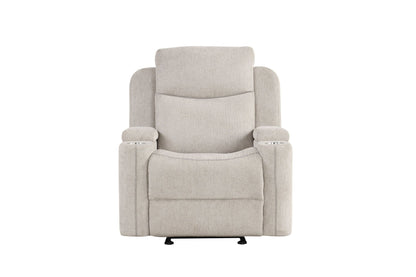 Light Gray Chenille Recliner Chair | Manual Reclining Chair with Storage Arms - 1st Choice Furniture Direct