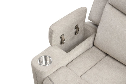 Light Gray Chenille Recliner Chair | Manual Reclining Chair with Storage Arms - 1st Choice Furniture Direct
