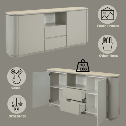 Light Gray Dining Server with Ceramic Top - 1st Choice Furniture Direct