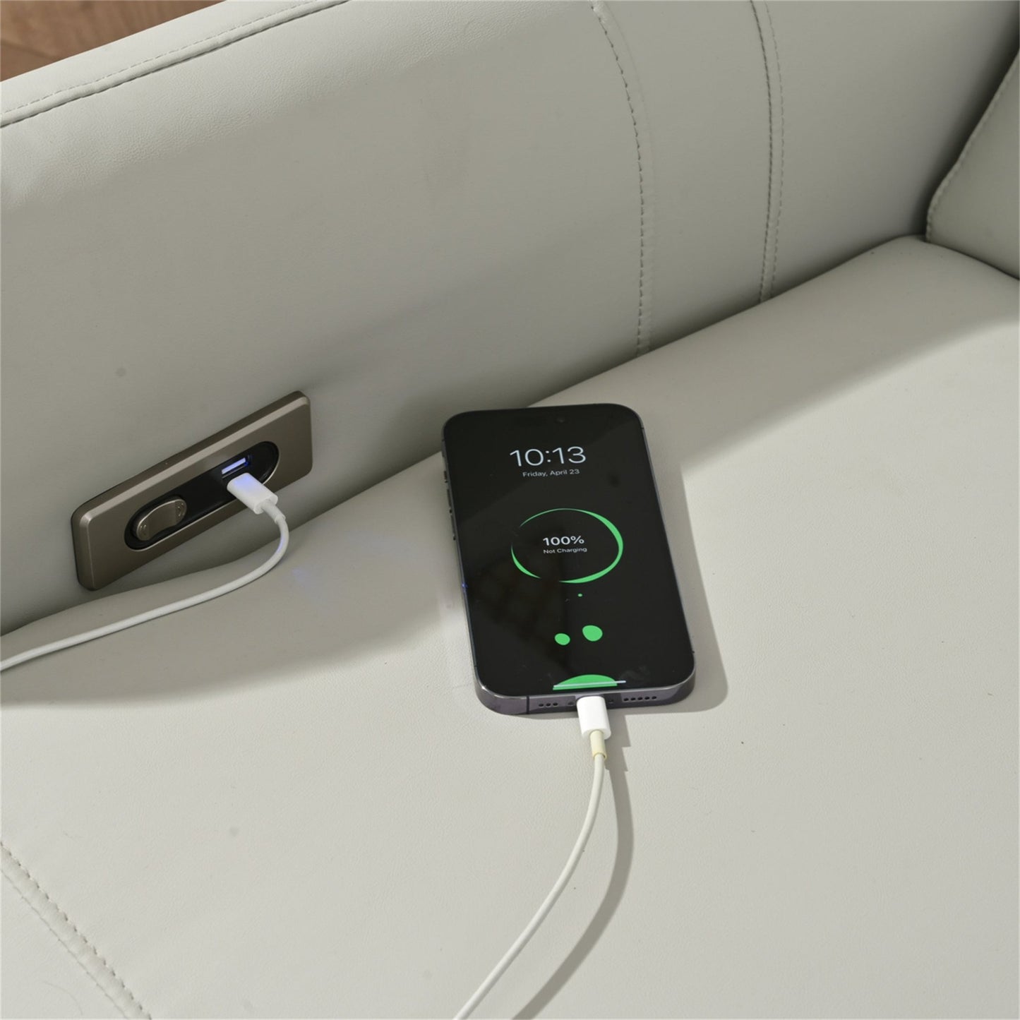 Light Gray Power Wall Hugger Recliner with USB Charging - 1st Choice Furniture Direct