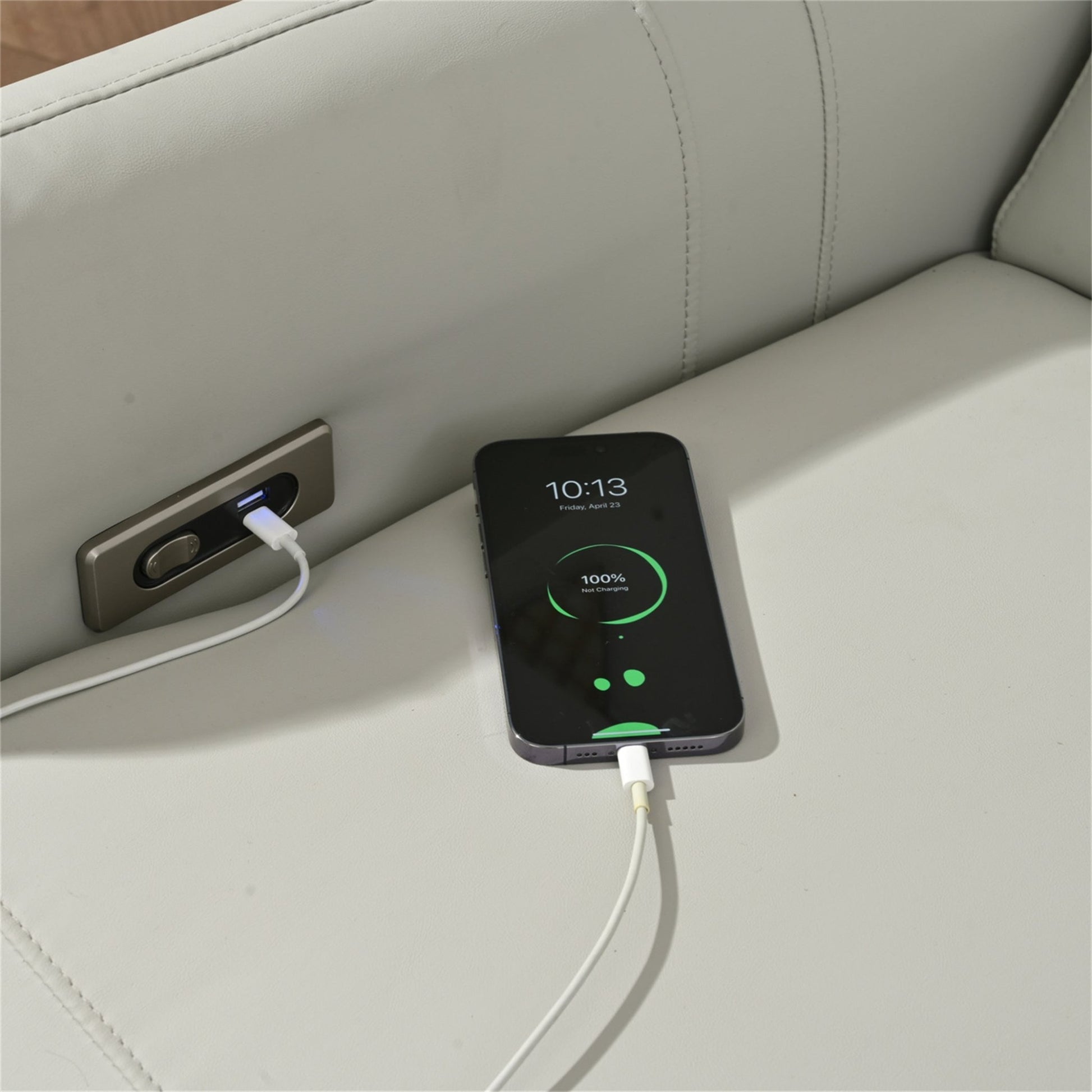 Light Gray Power Wall Hugger Recliner with USB Charging - 1st Choice Furniture Direct