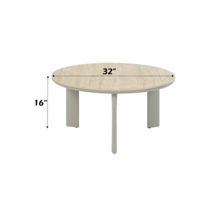Light Gray Round Ceramic Coffee Table - 1st Choice Furniture Direct