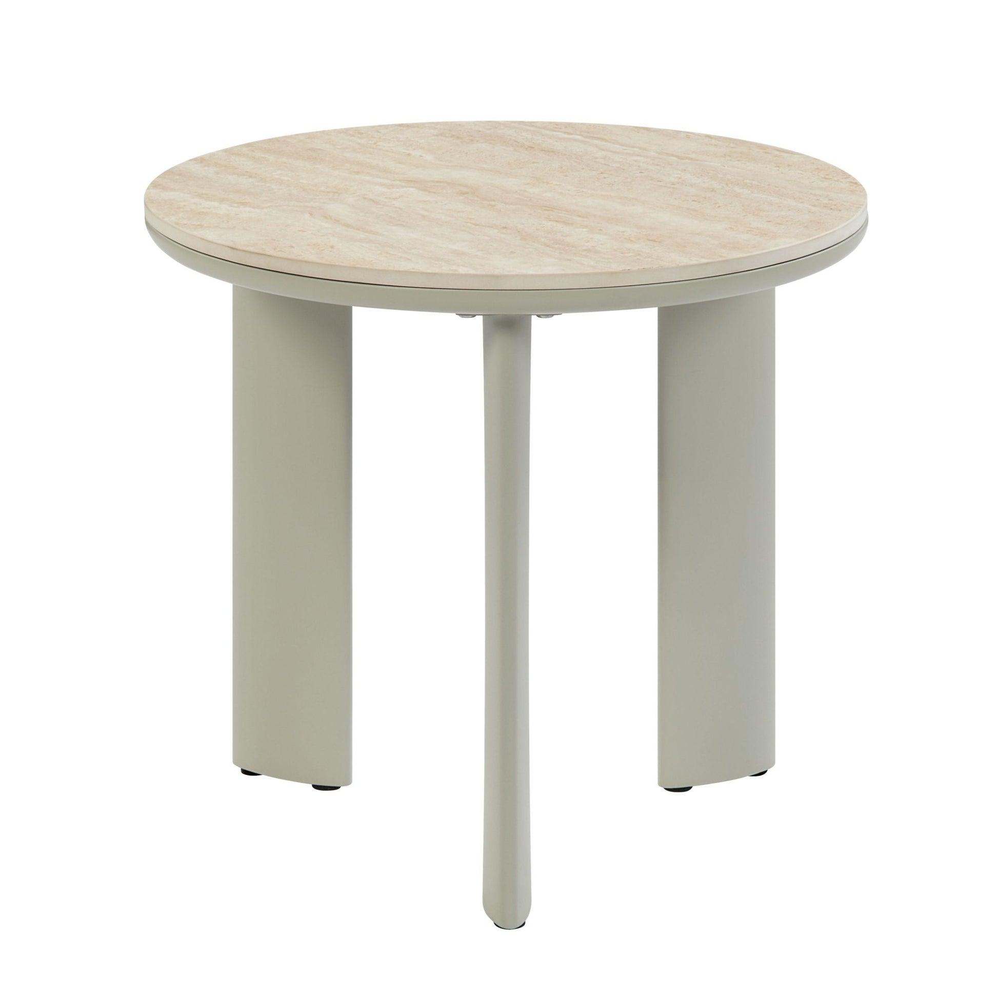 Light Gray Round Ceramic End Table - 1st Choice Furniture Direct