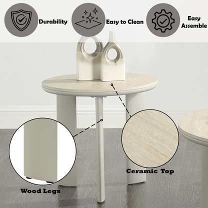 Light Gray Round Ceramic End Table - 1st Choice Furniture Direct